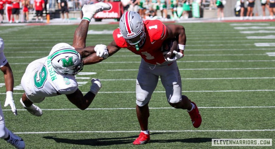 Quinshon Judkins stiff arm