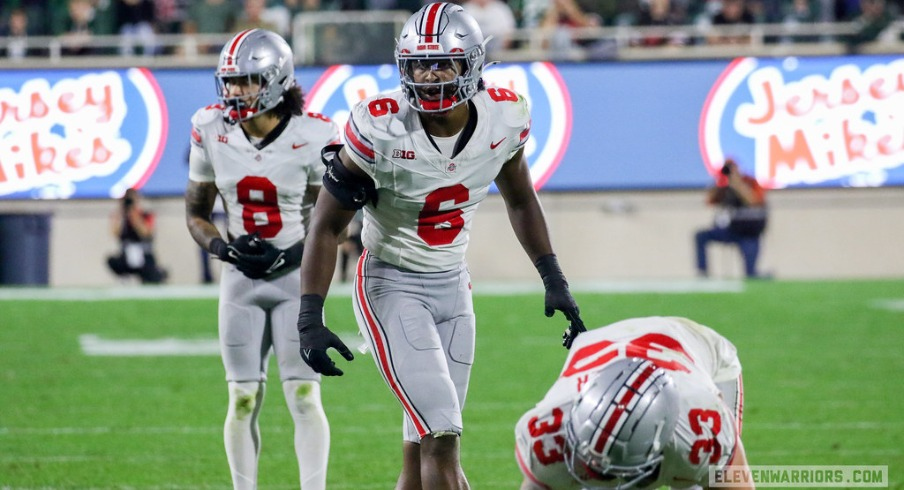 Ohio State defensive personnel Lathan Ransom (left) Sonny Styles (middle) and Jack Sawyer (right)