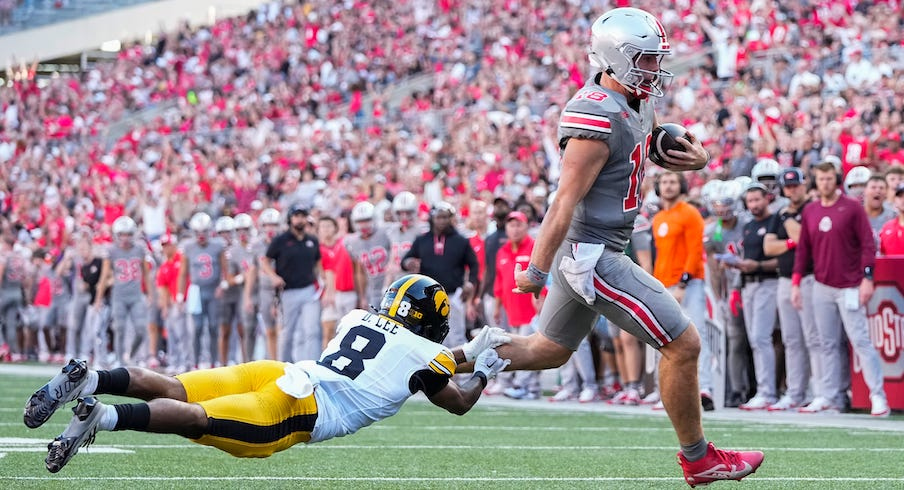 Will Howard running for a touchdown in the third quarter