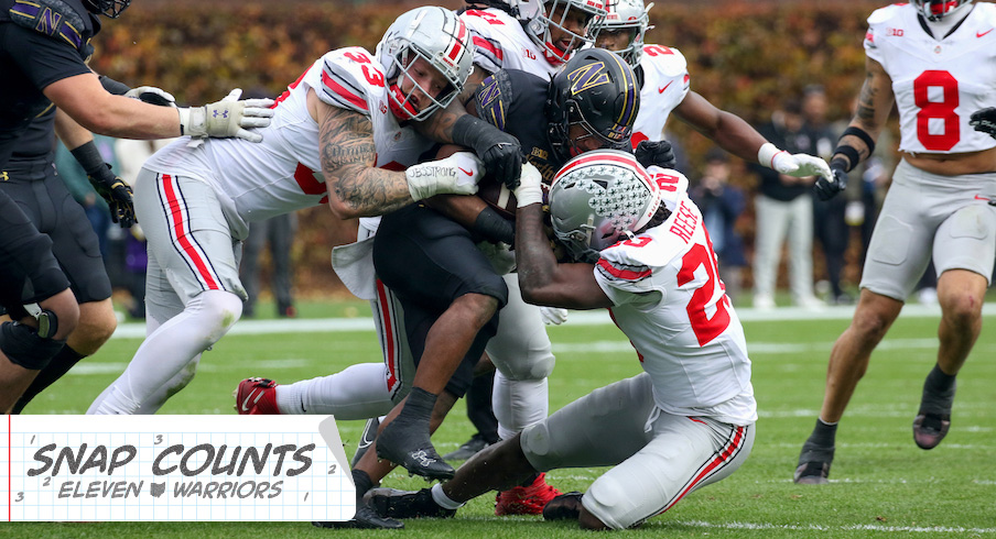 Jack Sawyer and Arvell Reese combining for a tackle