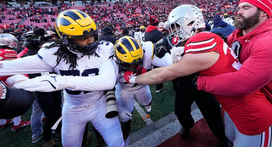 Ohio State and Michigan players fighting after The Game