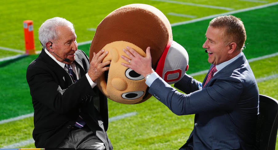 Lee Corso, Kirk Herbstreit and a Brutus head