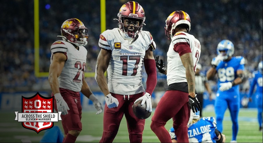 Terry McLaurin celebrating his touchdown vs. the Lions