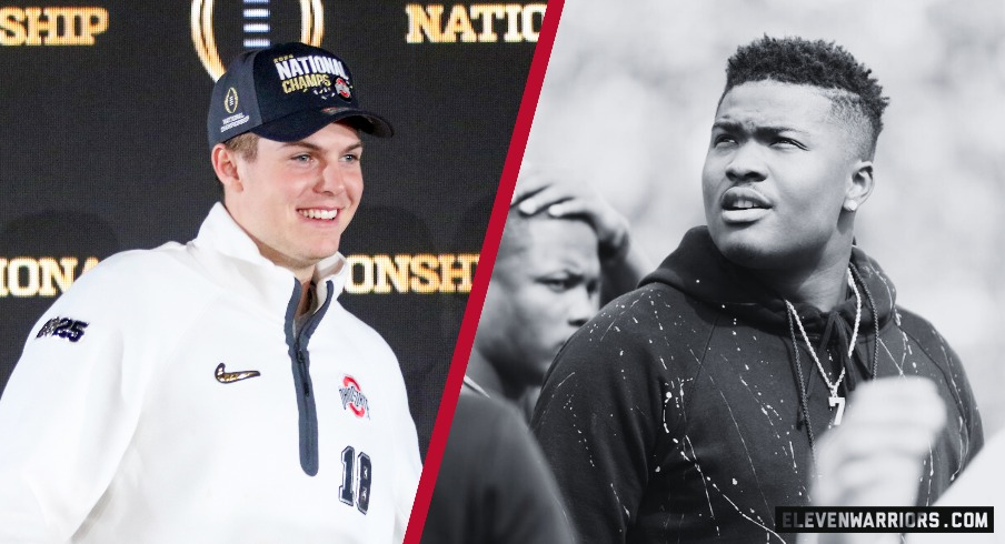 Ohio State quarterbacks Will Howard (left) and Dwayne Haskins (right)