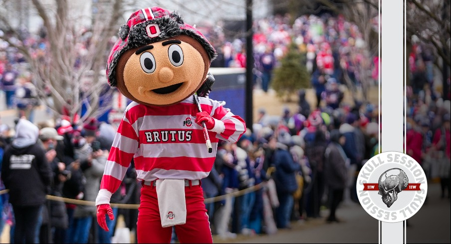 Brutus Buckeye at the NHL Stadium Series game